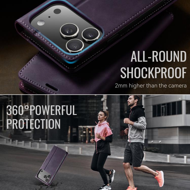 For iPhone 17 Pro Max CaseMe 033 Calf Leather Lining Microfibre RFID Blocking Phone Case(Purple) - iPhone 17 Pro Max Cases by CaseMe | Online Shopping UK | buy2fix