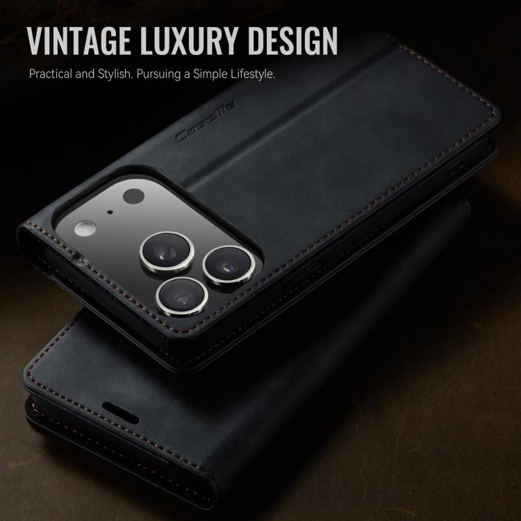 For iPhone 17 Pro CaseMe 033 Calf Leather Lining Microfibre RFID Blocking Phone Case(Black) - iPhone 17 Pro Cases by CaseMe | Online Shopping UK | buy2fix