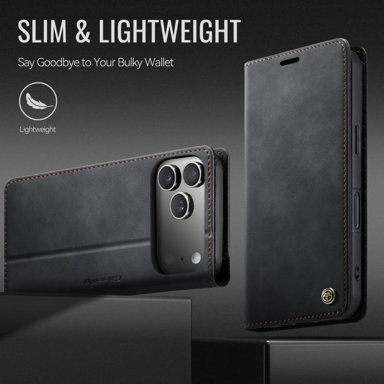 For iPhone 17 Pro CaseMe 033 Calf Leather Lining Microfibre RFID Blocking Phone Case(Black) - iPhone 17 Pro Cases by CaseMe | Online Shopping UK | buy2fix