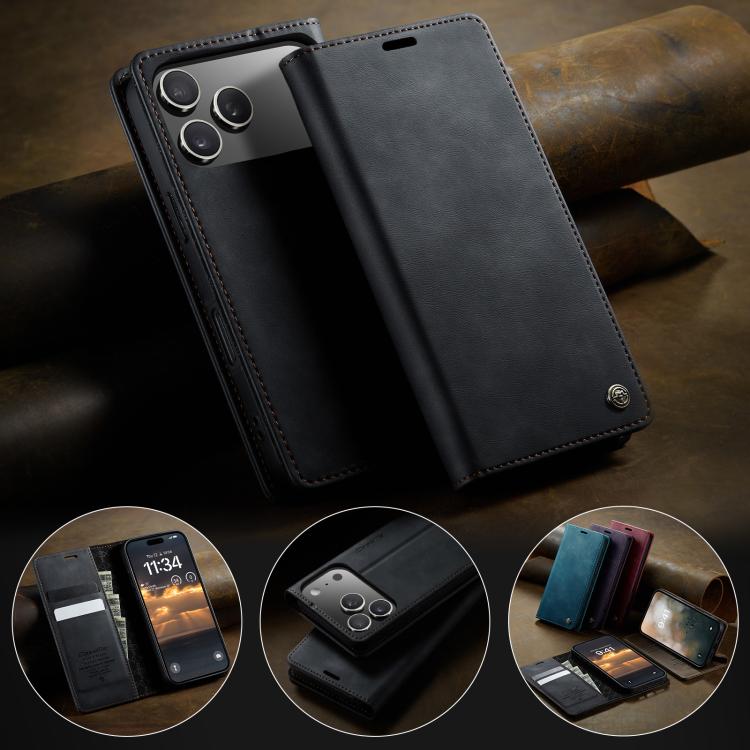 For iPhone 17 Pro CaseMe 033 Calf Leather Lining Microfibre RFID Blocking Phone Case(Black) - iPhone 17 Pro Cases by CaseMe | Online Shopping UK | buy2fix