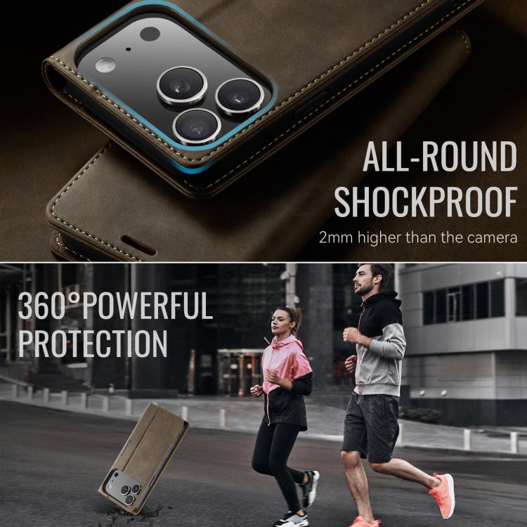 For iPhone 17 Pro CaseMe 033 Calf Leather Lining Microfibre RFID Blocking Phone Case(Coffee) - iPhone 17 Pro Cases by CaseMe | Online Shopping UK | buy2fix