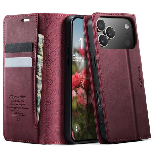 For iPhone 18 Pro / 17 Pro CaseMe 033 Calf Leather Lining Microfibre RFID Blocking Phone Case(Red)
