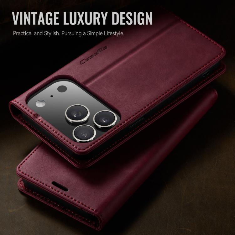 For iPhone 17 Pro CaseMe 033 Calf Leather Lining Microfibre RFID Blocking Phone Case(Red) - iPhone 17 Pro Cases by CaseMe | Online Shopping UK | buy2fix