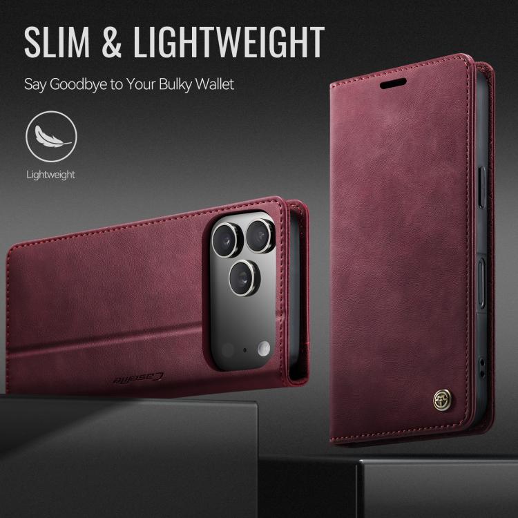 For iPhone 17 Pro CaseMe 033 Calf Leather Lining Microfibre RFID Blocking Phone Case(Red) - iPhone 17 Pro Cases by CaseMe | Online Shopping UK | buy2fix
