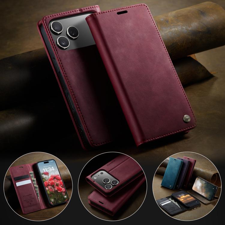 For iPhone 17 Pro CaseMe 033 Calf Leather Lining Microfibre RFID Blocking Phone Case(Red) - iPhone 17 Pro Cases by CaseMe | Online Shopping UK | buy2fix