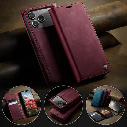 For iPhone 17 Pro CaseMe 033 Calf Leather Lining Microfibre RFID Blocking Phone Case(Red) - iPhone 17 Pro Cases by CaseMe | Online Shopping UK | buy2fix