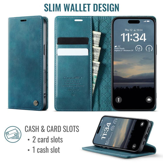 For iPhone 17 Pro CaseMe 033 Calf Leather Lining Microfibre RFID Blocking Phone Case(Green) - iPhone 17 Pro Cases by CaseMe | Online Shopping UK | buy2fix