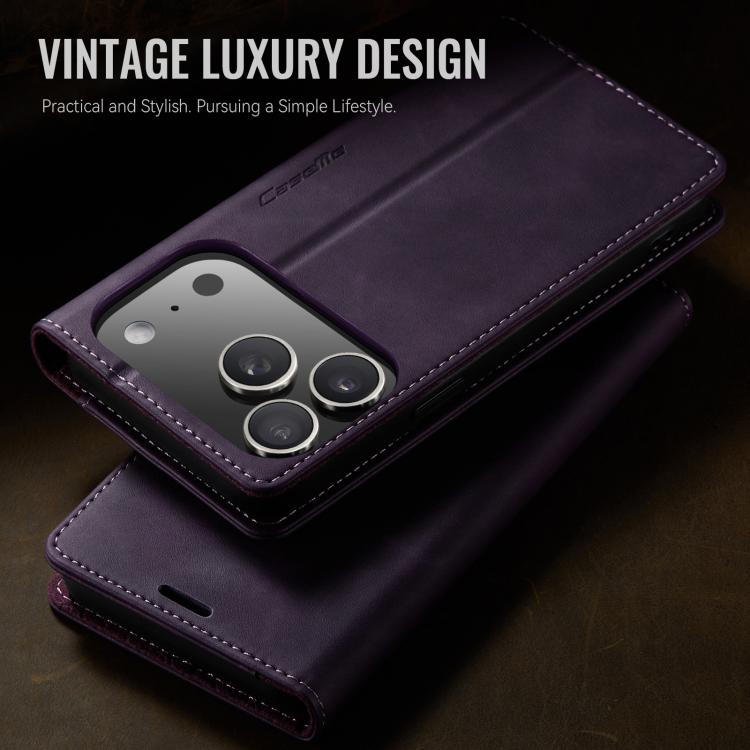 For iPhone 17 Pro CaseMe 033 Calf Leather Lining Microfibre RFID Blocking Phone Case(Purple) - iPhone 17 Pro Cases by CaseMe | Online Shopping UK | buy2fix