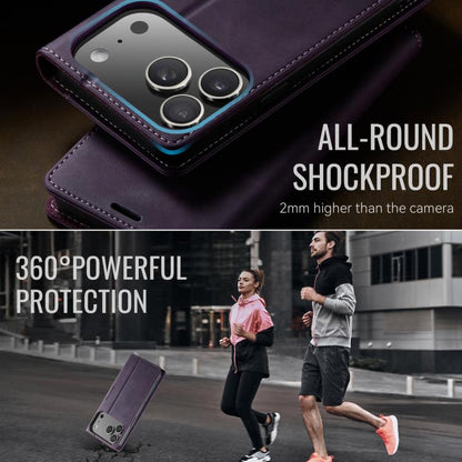 For iPhone 17 Pro CaseMe 033 Calf Leather Lining Microfibre RFID Blocking Phone Case(Purple) - iPhone 17 Pro Cases by CaseMe | Online Shopping UK | buy2fix