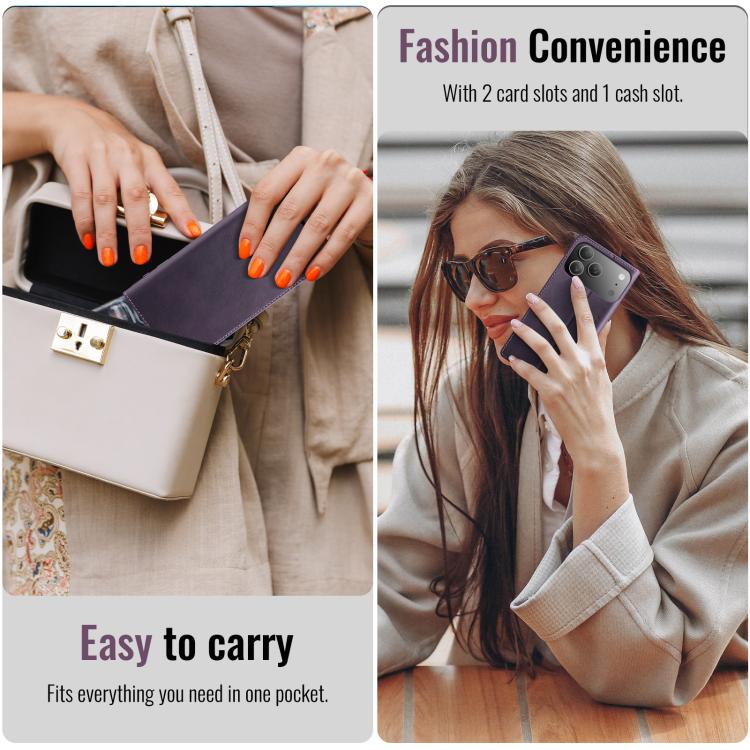 For iPhone 17 Pro CaseMe 033 Calf Leather Lining Microfibre RFID Blocking Phone Case(Purple) - iPhone 17 Pro Cases by CaseMe | Online Shopping UK | buy2fix