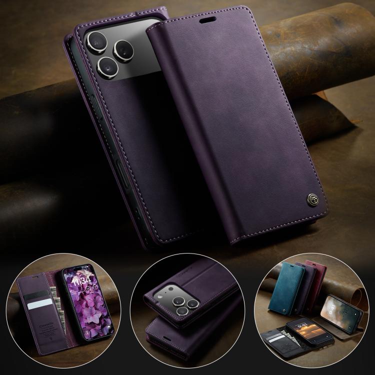 For iPhone 17 Pro CaseMe 033 Calf Leather Lining Microfibre RFID Blocking Phone Case(Purple) - iPhone 17 Pro Cases by CaseMe | Online Shopping UK | buy2fix