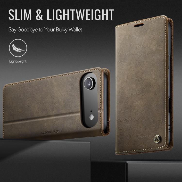 For iPhone 17 Air CaseMe 033 Calf Leather Lining Microfibre RFID Blocking Phone Case(Coffee) - iPhone 17 Air Cases by CaseMe | Online Shopping UK | buy2fix