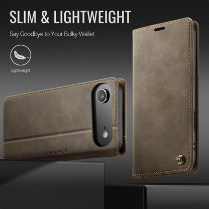 For iPhone 17 Air CaseMe 033 Calf Leather Lining Microfibre RFID Blocking Phone Case(Coffee) - iPhone 17 Air Cases by CaseMe | Online Shopping UK | buy2fix