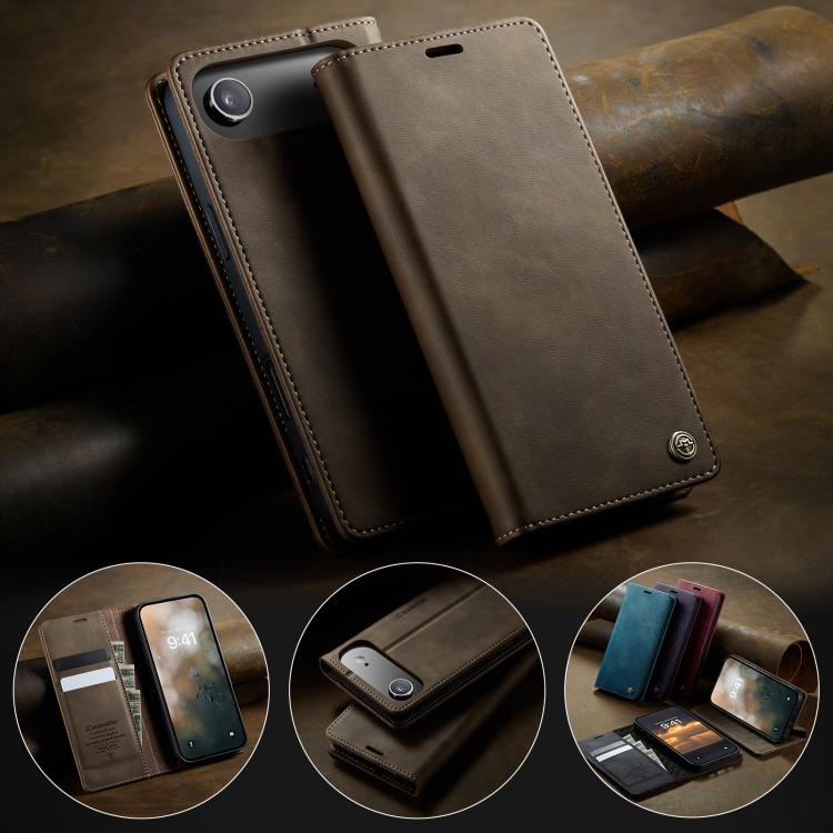 For iPhone 17 Air CaseMe 033 Calf Leather Lining Microfibre RFID Blocking Phone Case(Coffee) - iPhone 17 Air Cases by CaseMe | Online Shopping UK | buy2fix