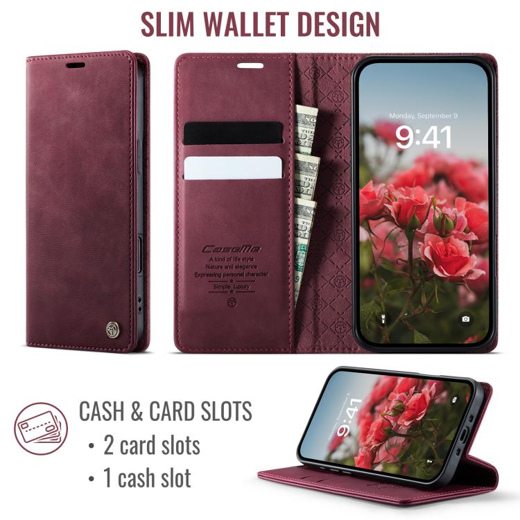 For iPhone Air CaseMe 033 Calf Leather Lining Microfibre RFID Blocking Phone Case(Red) - iPhone Air Cases by CaseMe | Online Shopping UK | buy2fix