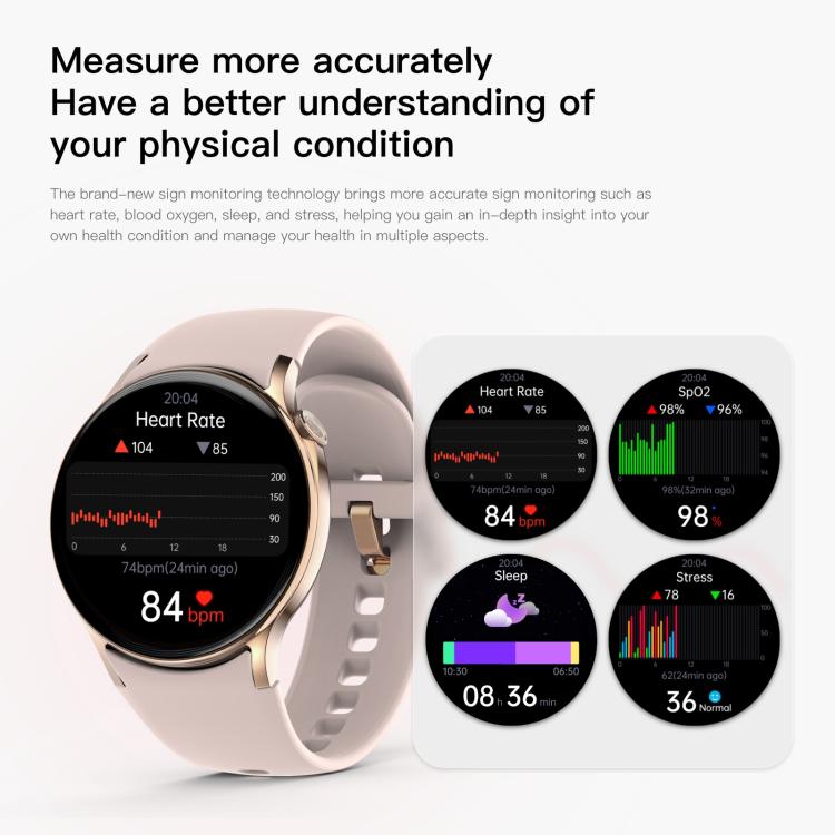Sense 6 1.43 AMOLED Screen IP68 Waterproof Bluetooth Call Smartwatch Supports Health Monitoring(Black) - Smart Watches by buy2fix | Online Shopping UK | buy2fix