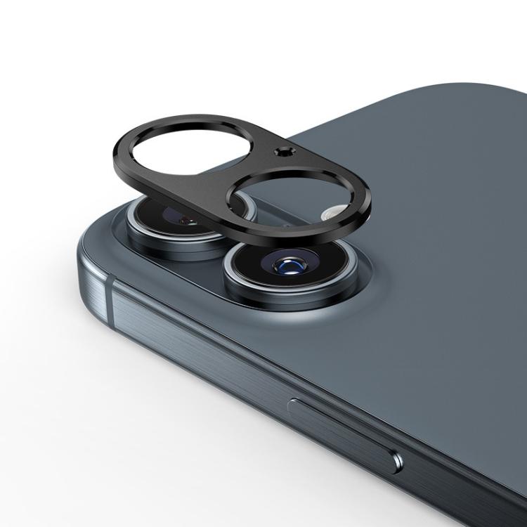 For iPhone 16 Kalebol Metal Hollow Lens Protection Ring(Black) - iPhone 16 Tempered Glass by Kalebol | Online Shopping UK | buy2fix