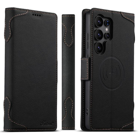 For Samsung Galaxy S24 Ultra 5G SUTENI J07 Multifunctional Horizontal Flip Magsafe Leather Phone Case(Black)