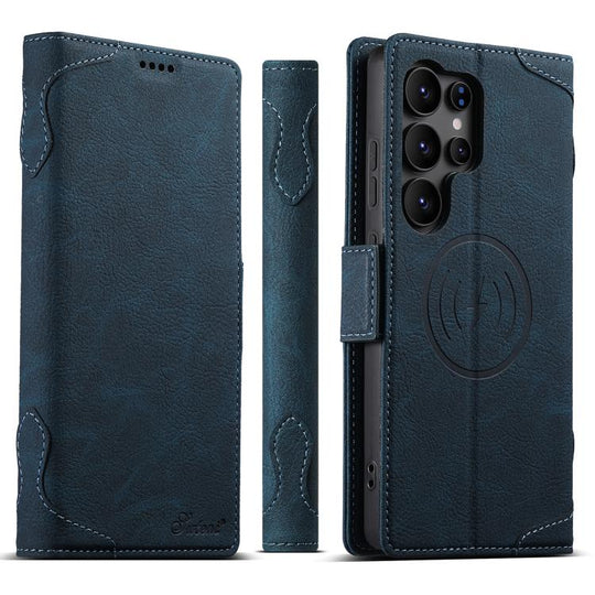 For Samsung Galaxy S24 Ultra 5G SUTENI J07 Multifunctional Horizontal Flip Magsafe Leather Phone Case(Blue)