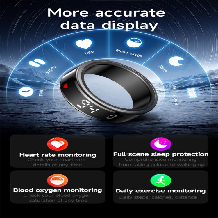 SY01 SIZE 10 Smart Ring, Support Heart Rate / Blood Oxygen / Sleep Monitoring / Multiple Sport Modes(Black) - Smart Rings / Smart Telephones by buy2fix | Online Shopping UK | buy2fix