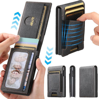 The Suteni denim pattern button automatically pops out the elastic band card box(Black) - Others Accessories by Suteni | Online Shopping UK | buy2fix