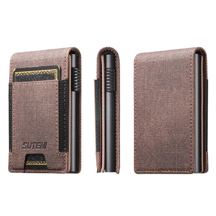 The Suteni denim pattern button automatically pops out the elastic band card box(Brown) - Others Accessories by Suteni | Online Shopping UK | buy2fix
