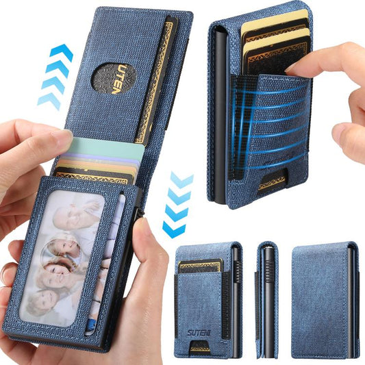 The Suteni denim pattern button automatically pops out the elastic band card box(Blue) - Others Accessories by Suteni | Online Shopping UK | buy2fix