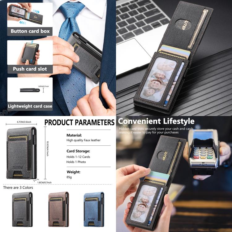 The Suteni denim pattern button automatically pops out the elastic band card box(Black) - Others Accessories by Suteni | Online Shopping UK | buy2fix