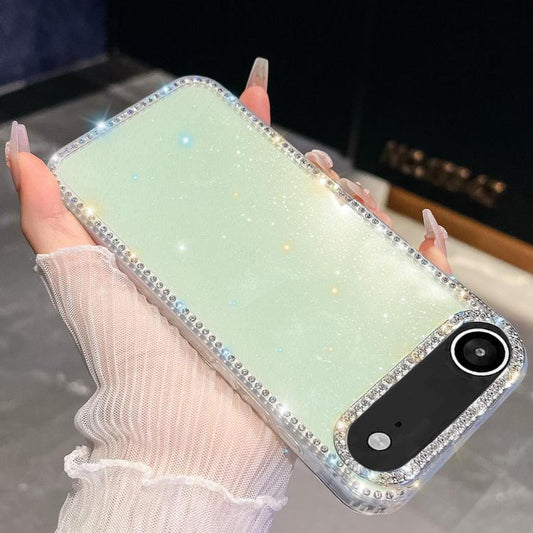For iPhone Air Rhinestone Glitter TPU 4-corners Anti-fall Phone Case(Light Green) - iPhone Air Cases by buy2fix | Online Shopping UK | buy2fix