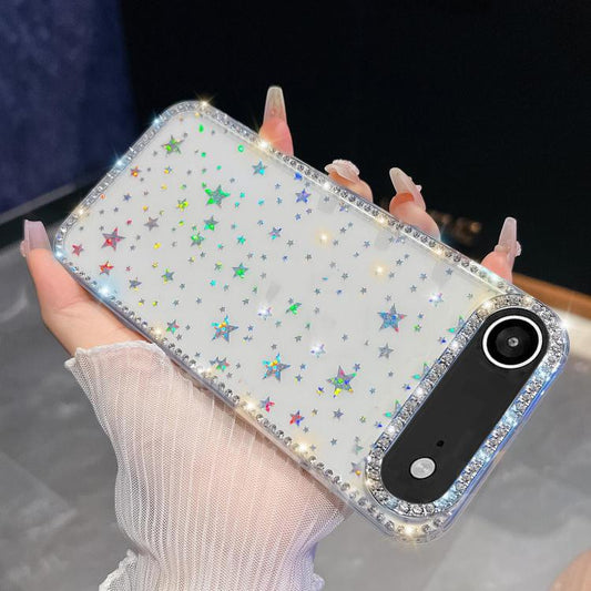 For iPhone Air Rhinestone Glitter TPU 4-corners Anti-fall Phone Case(Transparent Stars) - iPhone Air Cases by buy2fix | Online Shopping UK | buy2fix