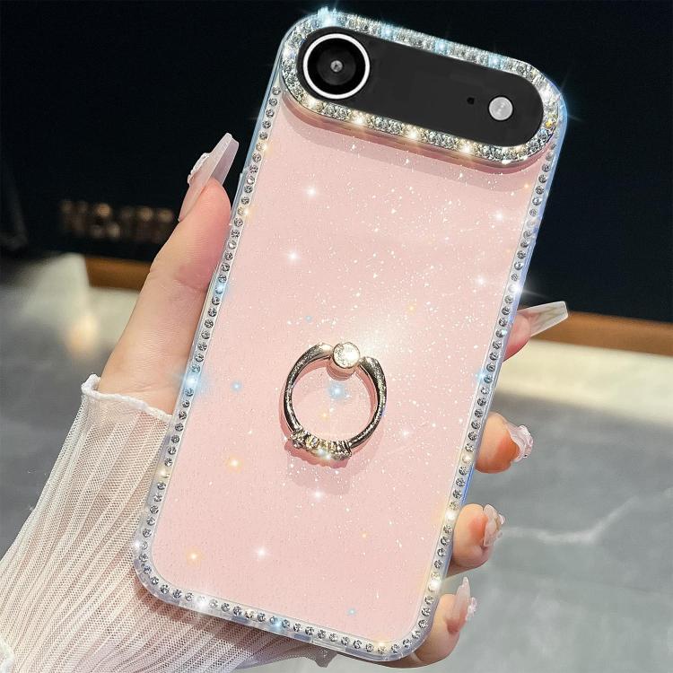 For iPhone Air Rhinestone Glitter TPU Ring Holder Anti-fall Phone Case(Light Pink) - iPhone Air Cases by buy2fix | Online Shopping UK | buy2fix