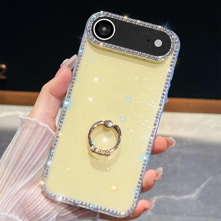 For iPhone Air Rhinestone Glitter TPU Ring Holder Anti-fall Phone Case(Light Yellow) - iPhone Air Cases by buy2fix | Online Shopping UK | buy2fix