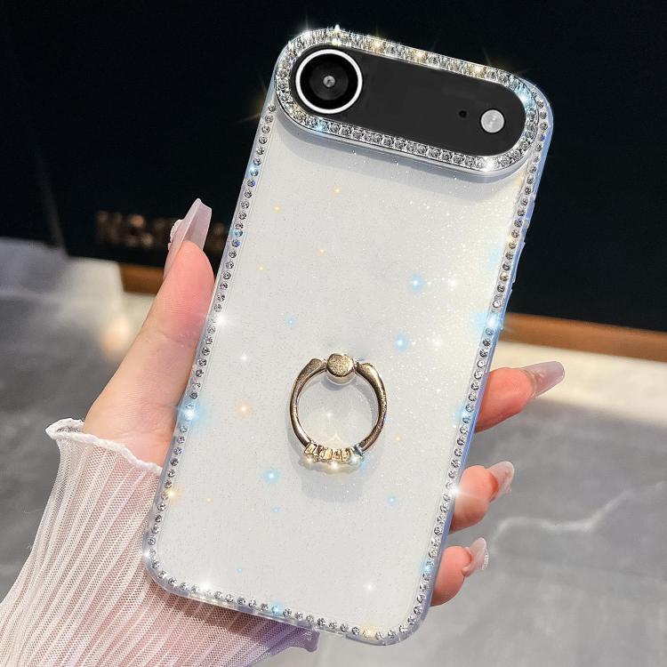 For iPhone Air Rhinestone Glitter TPU Ring Holder Anti-fall Phone Case(Transparent) - iPhone Air Cases by buy2fix | Online Shopping UK | buy2fix