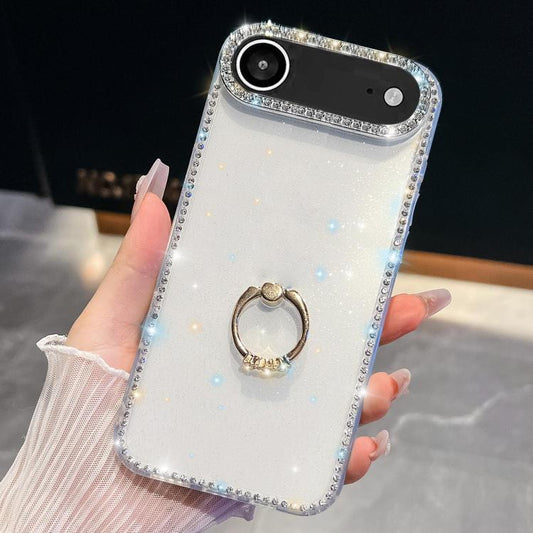 For iPhone Air Rhinestone Glitter TPU Ring Holder Anti-fall Phone Case(Transparent) - iPhone Air Cases by buy2fix | Online Shopping UK | buy2fix