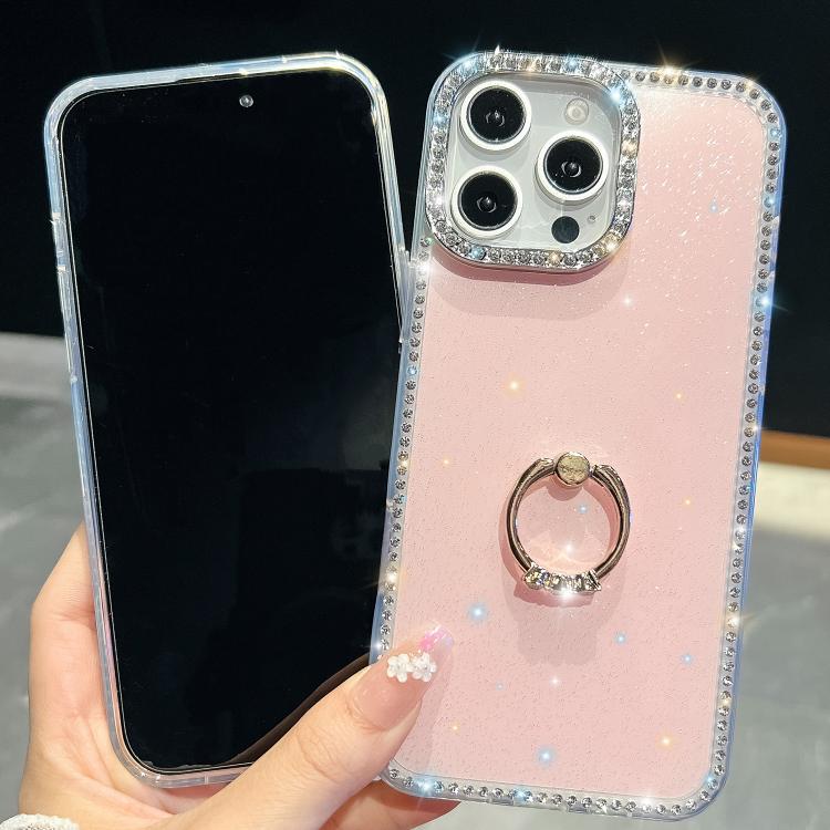 For iPhone Air Rhinestone Glitter TPU Ring Holder Anti-fall Phone Case(Light Pink) - iPhone Air Cases by buy2fix | Online Shopping UK | buy2fix