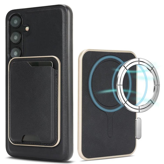 For Samsung Galaxy S24 5G Kalebol Slim MagSafe Ring Magnetic Card Bag Leather Phone Case(Black)