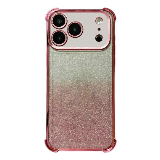 For iPhone 17 Pro Max Electrpolated Glitter Four-corner Shockproof Space TPU Phone Case(Gradient Pink)