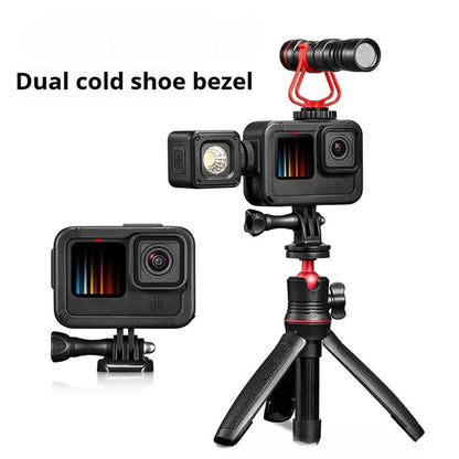 For GoPro HERO13 Black / HERO12 Black Dual Cold Shoes Frame Expansion PA Cage with Side Interface Cover - Skeleton Housing by buy2fix | Online Shopping UK | buy2fix