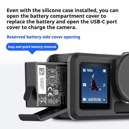 For DJI Action 5 Pro / 4 / 3 Soft Silicone Shockproof Protective Case Cover with Lens Cap(Black) - Case & Bags by buy2fix | Online Shopping UK | buy2fix