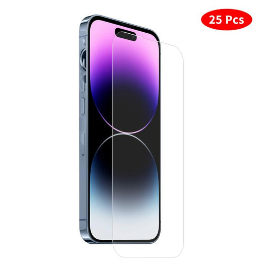 For iPhone 16 JUNSUNMAY 25pcs Thickened Glue No White Edge Screen Tempered Glass Film
