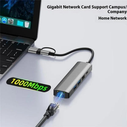 2501 RJ45 Gigabit Network Card Converter USB-C / USB to Ethernet Adapter - HUB with Lan adapter by buy2fix | Online Shopping UK | buy2fix