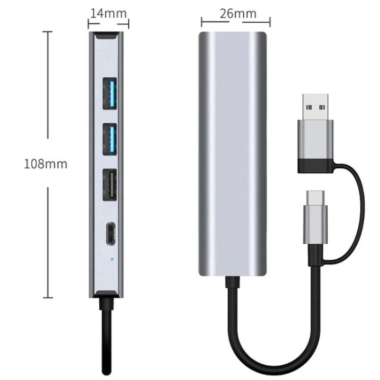 2501 RJ45 Gigabit Network Card Converter USB-C / USB to Ethernet Adapter - HUB with Lan adapter by buy2fix | Online Shopping UK | buy2fix