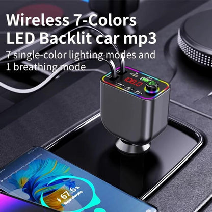 Y4 Retractable Cable Super Fast Charging Car Charger Bluetooth-Compatible MP3 Player - Bluetooth Car Kits by buy2fix | Online Shopping UK | buy2fix