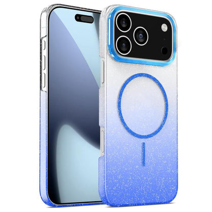 For iPhone 17 Pro Max Gold Diamond Glitter Gradient MagSafe Shockproof Phone Case(Blue) - iPhone 17 Pro Max Cases by buy2fix | Online Shopping UK | buy2fix