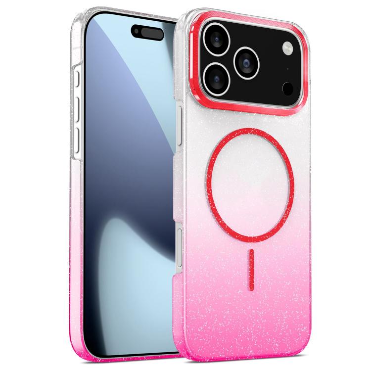 For iPhone 17 Pro Gold Diamond Glitter Gradient MagSafe Shockproof Phone Case(Red) - iPhone 17 Pro Cases by buy2fix | Online Shopping UK | buy2fix