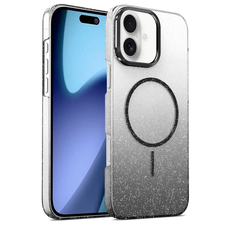 For iPhone 17 Gold Diamond Glitter Gradient MagSafe Shockproof Phone Case(Black) - iPhone 17 Cases by buy2fix | Online Shopping UK | buy2fix