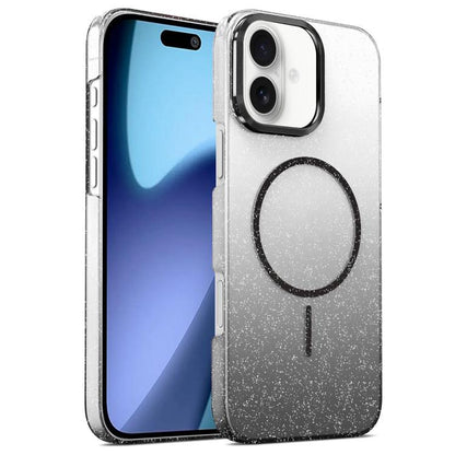 For iPhone 17 Gold Diamond Glitter Gradient MagSafe Shockproof Phone Case(Black) - iPhone 17 Cases by buy2fix | Online Shopping UK | buy2fix