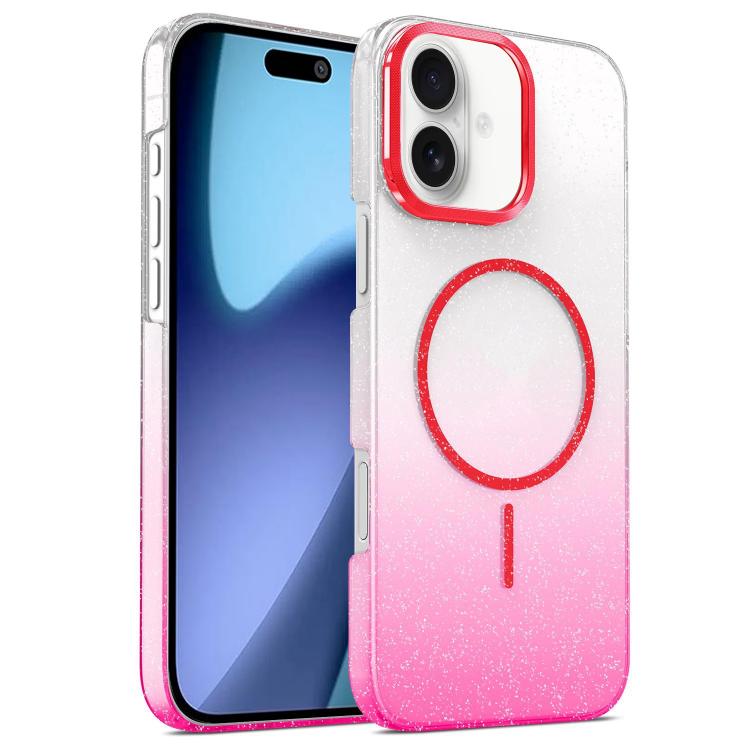 For iPhone 17 Gold Diamond Glitter Gradient MagSafe Shockproof Phone Case(Red) - iPhone 17 Cases by buy2fix | Online Shopping UK | buy2fix