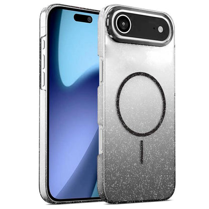 For iPhone Air Gold Diamond Glitter Gradient MagSafe Shockproof Phone Case(Black) - iPhone Air Cases by buy2fix | Online Shopping UK | buy2fix