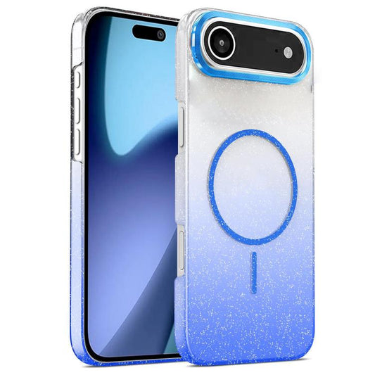 For iPhone Air Gold Diamond Glitter Gradient MagSafe Shockproof Phone Case(Blue) - iPhone Air Cases by buy2fix | Online Shopping UK | buy2fix